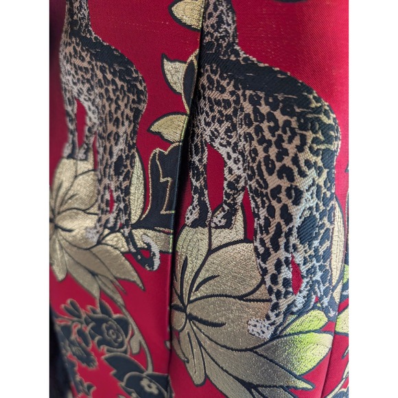 NWT Dolce‎ & Gabbana Red Brocade Coat with Feather Collar Made in Italy Size 38 - Picture 12 of 14